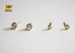 14K Solid Gold Stud Earrings Tiny Yellow Gold White CZ Earrings, Real Gold - TGE42010