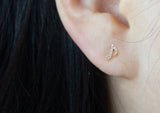 10K Solid Gold CZ Note Stud Earrings - TGE132