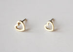 10K Solid Gold Tiny Heart Cubic Zirconia Stud Earrings - TGE116