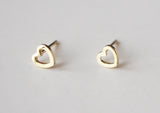 10K Solid Gold Tiny Heart Cubic Zirconia Stud Earrings - TGE116
