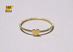 14K Gold Ring, Twist Ring, Heart ring, Solid Gold, Thin Ring, Bridesmaid Ring Jewelry - TGR002