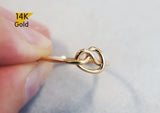 14K Solid Gold Ring, Thin Simple Band Ring, Knot Ornament, Infinity Ring, bridesmaid Gift - TGR005