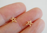 10K Gold Atypical Tiny Star Stud Earrings Solid Real Gold - TGE009