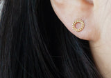 10K Solid Gold Tiny Chain Circle Stud Earrings - TGE126