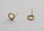 10K Solid Gold Tiny Chain Circle Stud Earrings - TGE126