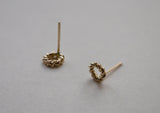 10K Solid Gold Tiny Twisted Circle Stud Earrings - TGE130