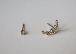 10K Solid Gold Mix CZ 2mm Stud, CZ Crescent Moon, New Moon Stud Earrings - TGE115