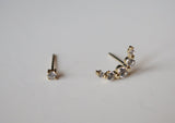 10K Solid Gold Mix CZ 2mm Stud, CZ Crescent Moon, New Moon Stud Earrings - TGE115