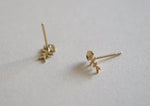 10K Solid Gold Tiny Fish Bone With Black Eye Stud Earrings - TGE128