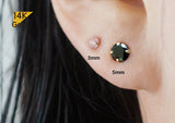 14K Solid Gold Stud Earrings, Pink, Ruby, Violet, Aqua Blue, Emerald, Black CZ Earrings - TGE42004