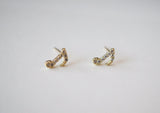 10K Solid Gold CZ Note Stud Earrings - TGE132