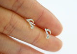 10K Solid Gold CZ Note Stud Earrings - TGE132