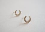 10K Gold CZ Star Moon Stud Earrings, Solid Gold, 10K Real Gold - TGE127