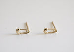 10K Solid Gold Tiny Safety Pin Stud Earrings Real Gold - TGE075