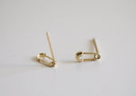 10K Solid Gold Tiny Safety Pin Stud Earrings Real Gold - TGE075