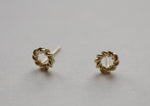 10K Solid Gold Tiny Twisted Circle Stud Earrings - TGE130