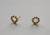 10K Solid Gold Tiny Twisted Circle Stud Earrings - TGE130