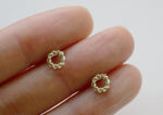 10K Solid Gold Tiny Twisted Circle Stud Earrings - TGE130