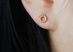 10K Solid Gold Tiny Twisted Circle Stud Earrings - TGE130