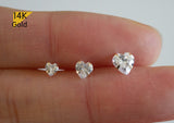 14K Solid Gold Heart CZ 3,4,5mm Piercing 21G, 6mm Post - TGP5003