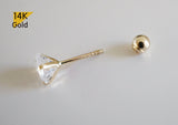 14K Solid Gold Star CZ 3,4,5mm Piercing 21G, 6mm Post - TGP5002