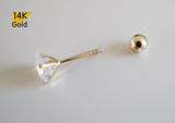 14K Solid Gold Star CZ 3,4,5mm Piercing 20G, 6mm Post - TGP5002