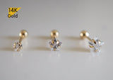 14K Solid Gold Star CZ 3,4,5mm Piercing 21G, 6mm Post - TGP5002