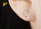 14K Solid Gold Star CZ 3,4,5mm Piercing 21G, 6mm Post - TGP5002