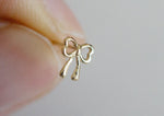 10K Solid Gold Ribbon Stud Earrings - TGE119