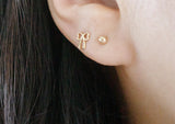 10K Solid Gold Ribbon Stud Earrings - TGE119