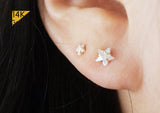 14K Solid Gold Star CZ 3,4,5mm Piercing 21G, 6mm Post - TGP5002