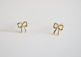 10K Solid Gold Ribbon Stud Earrings - TGE119