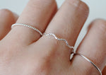 925 Sterling Silver Thin Wave Cut Ring, Silver Stackable - TSR104