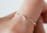 925 Sterling Silver Thin Wave Cut Ring, Silver Stackable - TSR104