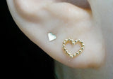 10K Solid Gold Tiny Lovely Heart Stud Earrings - TGE125