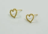 10K Solid Gold Tiny Lovely Heart Stud Earrings - TGE125