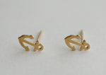 10K Solid Gold Cute Anchor Stud Earrings Real Gold 14K Available - TGE107