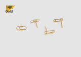 14K Solid Gold Pin / Paper Clip End Barbell Piercing, 20G, 6mm Post - TGP6001