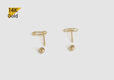 14K Solid Gold Pin / Paper Clip End Barbell Piercing, 20G, 6mm Post - TGP6001