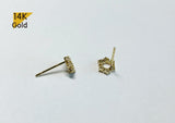 14K Solid Gold Stud Earrings, Cubic Zirconia Flower Earrings, Cubic Zirconia Flower earrings - TGE40020
