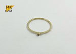 14K Gold Ring, Tiny CZ Solid Gold Ring - TGR207