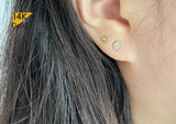14K Solid Gold Drop Barbell Piercing, 20G, 6mm Post, Tragus Piercing, Helix Cartilage Piercing - TGP4006
