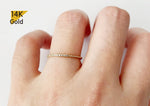 14K Solid Gold Ring, Tiny CZ and Ball Ring - TGR205