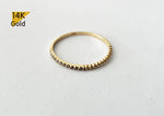 14K Solid Gold Ring, Tiny CZ and Ball Ring - TGR205