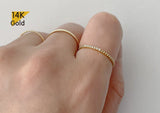 14K Solid Gold Ring, Tiny CZ and Ball Ring - TGR205