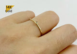 14K Gold Ring, Tiny CZ Solid Gold Ring - TGR207