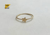 14K Solid Gold Ring Simple Twist Ring Flat Star Real Gold Basic Design Bridesmaid Jewelry - TGR003