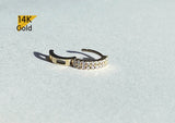 14K Solid Gold Tiny CZ Hoop Earring, Single - TGE4016