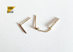 Mixed Set 14K Solid Gold Bar Stud Earring + Thin Chain with Tiny White CZ Stud Earring - TGE40012