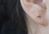 10K Solid Gold Tiny Fish Bone Animal Stud Earrings Real Gold - TGE084